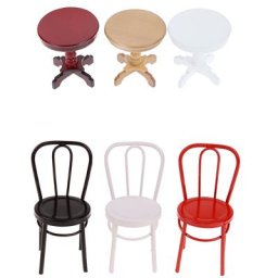 Meubles en bois miniatures maison de courses table basse ronde chaise de bureau jouets de