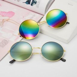 Lunettes de soleil rondes Anti-bleu UV400 pour homme et femme monture métallique rétro verres de