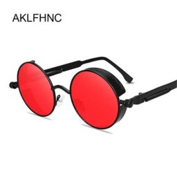 Lunettes de soleil rondes rétro Steampunk pour hommes lunettes de soleil tendance en métal