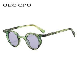OEC CPO-Lunettes de soleil rondes sexy pour femmes petites montures à la mode UV400 Punk dames