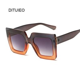 Lunettes de soleil carrées noires surdimensionnées pour femmes de styliste à la mode à grande