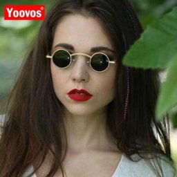 Yoovos-Lunettes de soleil miroir pour femmes petites montures de marque rétro rondes vintage