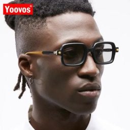 Yoovos-Lunettes de soleil carrées vintage pour hommes et femmes lunettes à petite monture lentille
