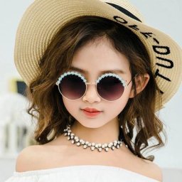 SHENGMEIYU-Lunettes de soleil rondes pour enfants demi-monture en métal UV400