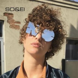 SO & EI Vintage miroir sans monture lunettes de soleil femmes mode Unique sans lettre lunettes