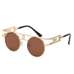Steampunk – Lunettes De soleil rondes à monture métallique marque De luxe De styliste tendance