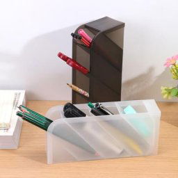 Pot à Crayons Oblique Créatif Porte-Brosse de Maquillage Multifonction 4 Grilles Bureau