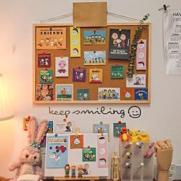 Panneau de messages en bois doux Kawaii carte postale décorative photo murale liège mémo