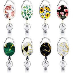 Porte-clés créatif en ULde ceinture à fleurs porte-badge floral porte-carte d'identité enrouleur