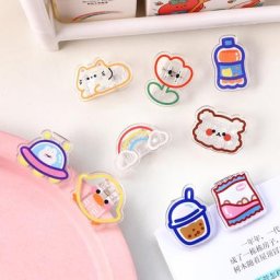 Pinces acryliques transparentes Kawaii Ins animaux ours trombones de dessin animé classeur