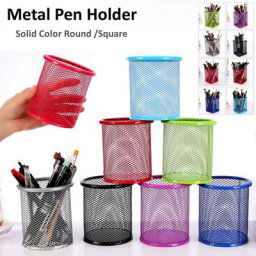 Support de bureau en maille métallique porte-stylo pot à stylo porte-crayon porte-règle