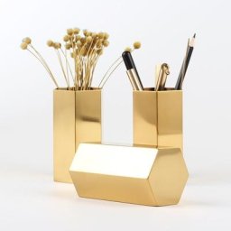 Porte-stylo hexagonal en acier inoxydable ornement de bureau en métal insertion de stylo nordique