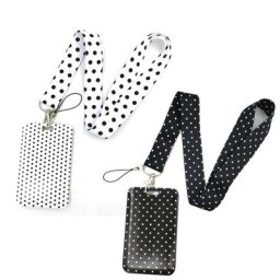 Lanière de Cou Noir et Blanc pour Clés Porte-Carte d'Identité Bijoux Décoratifs Accessoires