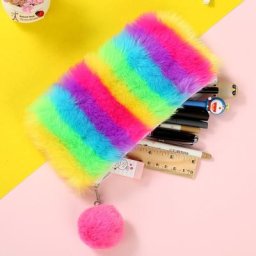 Étui à crayons en peluche pour filles trousse scolaire surintendant crayon stylo boule de poils