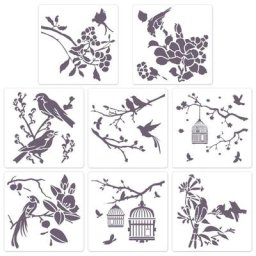 Pochoirs exquis de fleurs et d'oiseaux modèle décoratif Flexible pour tranche de bois