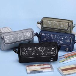 Sac à crayons en toile Astronome Cartoon pour enfants trousse à stylos Kawaii cadeau cosmétique