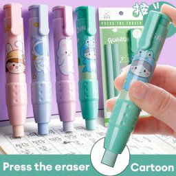Gomme à crayon de dessin animé en pressage gomme mignonne de type stylo noyau en caoutchouc de