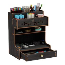 Porte-stylo en bois avec tiroir multifonction papeterie de bureau porte-crayon Y98A