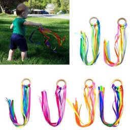 Anneau de ruban en bois naturel arc-en-ciel pour bébé jouets mentaires oriels pour nouveau-né