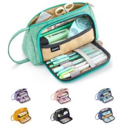 Angoo-Sac à crayons de couleur pure grand étui multicouche stockage de balisage d'évaluation de