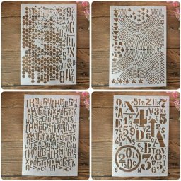 Pochoirs pour peinture 4 pièces/ensemble A5 21cm hexagone cercle nombres mots couches