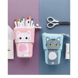 Trousse à crayons avec motif grand chat étui en tissu flexible très mignon boîte pour les