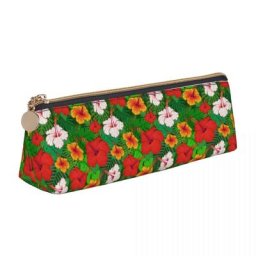Étui à crayons en cuir à fleurs vives colorées imprimé Tropical hawaïen boîte à crayons à