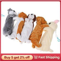 Trousse à crayons en peluche pour enfants jolie boîte à crayons en peluche Kawaii chien chiot