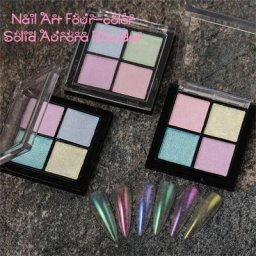 Paillettes holographiques aurore pour Nail Art quatre couleurs miroir magique solide poudre à