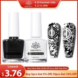 Faillite N PRETTY-Verhéritage à Ongles Noir et Blanc Verhéritage d'Estampage Or et Argent Plaques