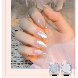 Poudre de diamant à paillettes pour décoration des ongles 1g œil de chat blanc brillant pour Gel