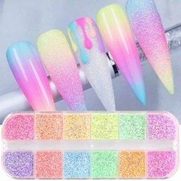 Poudre de sucre pour ongles holographique paillettes pull effet de revêtement sable bleu