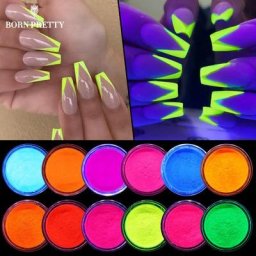 BORN PRETTY – poudre fluorescente pour ongles 4/6/12 boîtes/ensemble flocons colorés néon