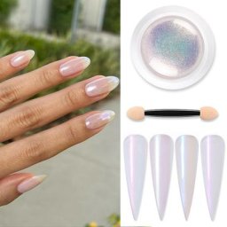 Poudre à ongles nacrée pour manucure pigment miroir blanc frottement sur les ongles poussière