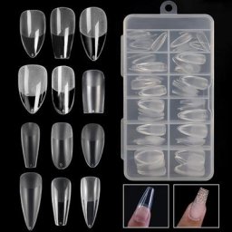 Nail Art-Verhéritage à Ongles Artificiel Transparent Couverture Complète Carré Cercueil Ovale