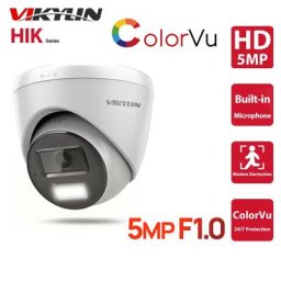 VIKYLIN-Caméra IP de vidéosurveillance 5mp tourelle POE F1.0 H.disparates + IP67 MIC poignées