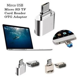 Lecteur de carte Micro USB 3.1 OTG pour téléphones Android adaptateur en alliage argenté