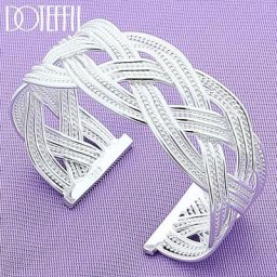 DOTEFFIL – Bracelet en argent Sterling 925 27mm pour femme Bracelet en réseau entrelacé bijoux de