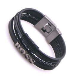 Bracelet en cuir multicouche avec lettre vintage pour hommes ULtressée à la main bracelets ronds