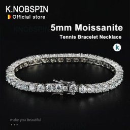 Bracelet de Tennis en Moissanite de 5mm pour femmes collier en argent Sterling 925 D VVS1 diamant