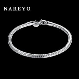 Bracelets en argent regardé 925 pour femme et homme bijoux fantaisie 4mm salle Sophia JOFashion