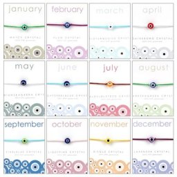 Lucky Eye 12 mois Bracelet mauvais œil Bracelet de carte de souhait Bracelet de perles colorées pour