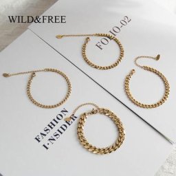 Interface & Free-Bracelets gourmette plaqués or pour femme bijoux en acier inoxydable bracelets