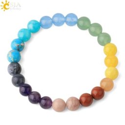 CSJA – Bracelet de guérison des 7 Chakras pour femmes pierre naturelle cristal Reiki amulette