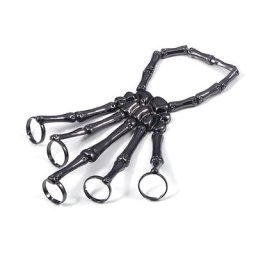 Bracelet d'Halloween Punk à la Main Modules de Tête de Mort artificiel astique Réglable