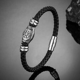 MKENjazz-Bracelets en cuir viking boussole rune pour homme bracelet en acier inoxydable Mjolnir
