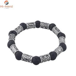 Bracelet Viking en pierre de lave pour hommes bijoux en perles de cristal livraison directe