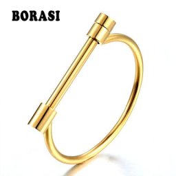 Mode de luxe célèbre marque bijoux amour vis manchette Bracelet pour femmes couleur or acier