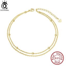 ORSA Jewelry – Bracelet de cheville en chaîne Satellite superposée 1mm pour femmes argent 925