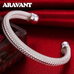 925 argent Vintage manchette ouverte Bracelet & Bracelet pour femmes bijoux de mode de mariage